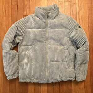 Koolaburra by Ugg Corduroy Puffer Jacket Teal Zip Front Coat Size M Women's